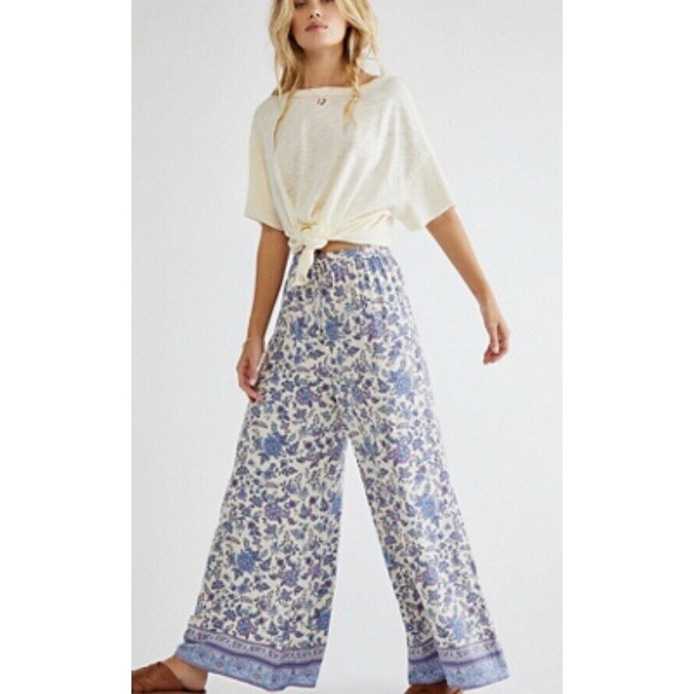 Joie Floral Paisley Lounge Palazzo Pants Size Small $198 Wide Leg Boho spring